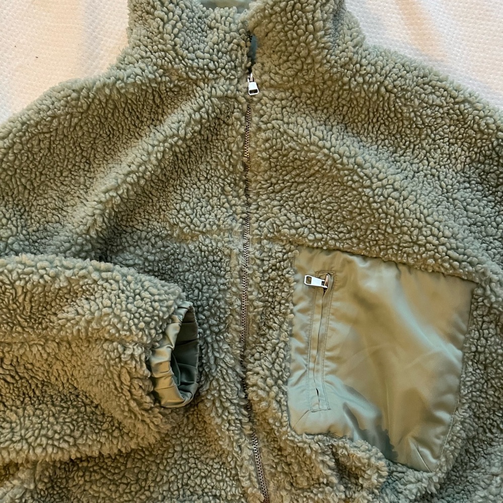 Mint green fleece crop sweater